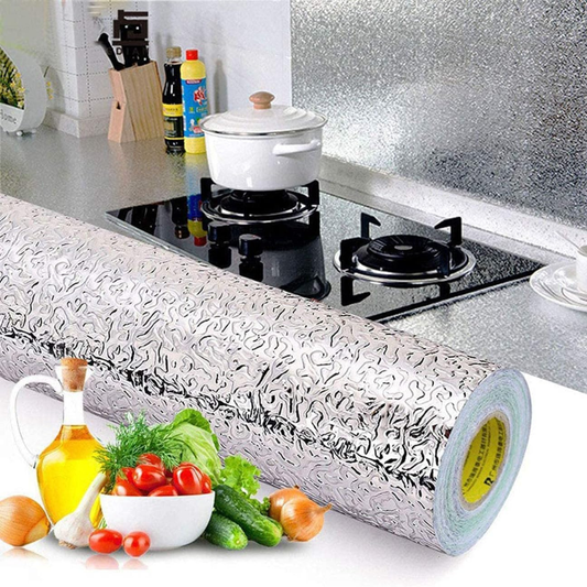 Metallic Aluminum Wallpaper Roll – Waterproof & Heat Resistant (2 ft × 6.5 ft)