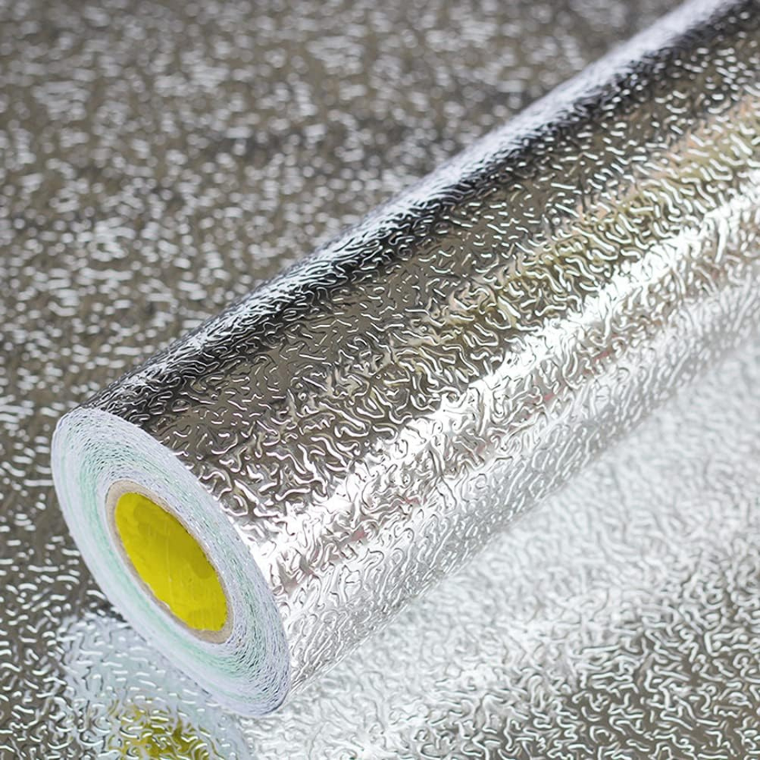 Metallic Aluminum Wallpaper Roll – Waterproof & Heat Resistant (2 ft × 6.5 ft)