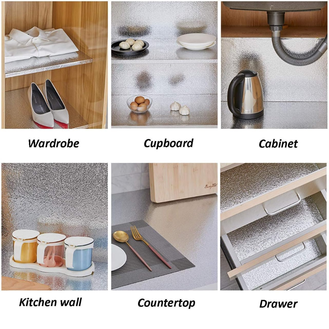 Metallic Aluminum Wallpaper Roll – Waterproof & Heat Resistant (2 ft × 6.5 ft)