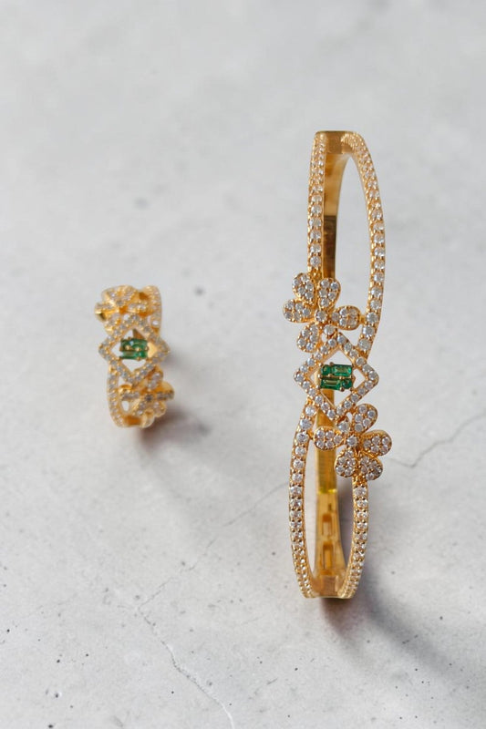 Aara Golden Cuff and Ring set